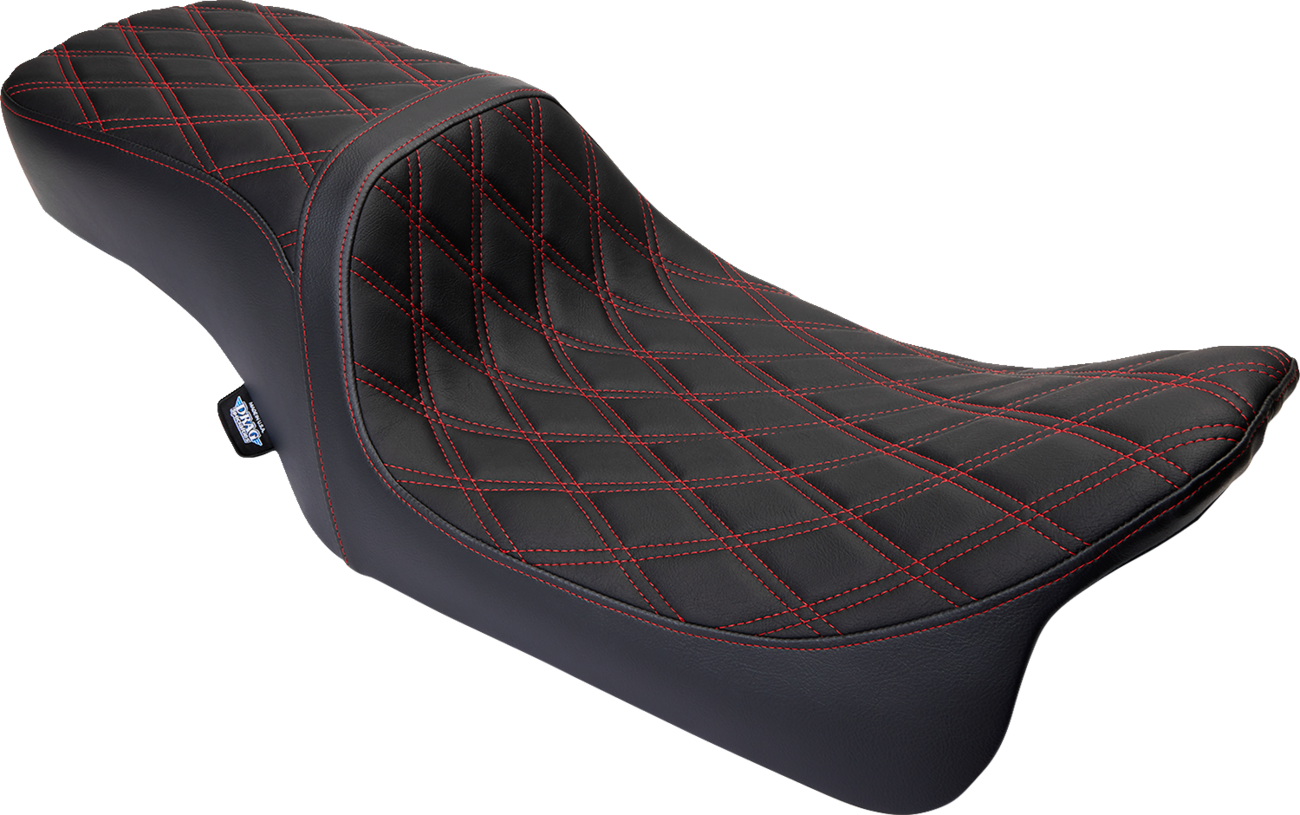 Drag Specialties Seats Predator 2-Up Seat - Vinyl - Double Diamond Red Stitch - W/O Backrest - FL '08-'23