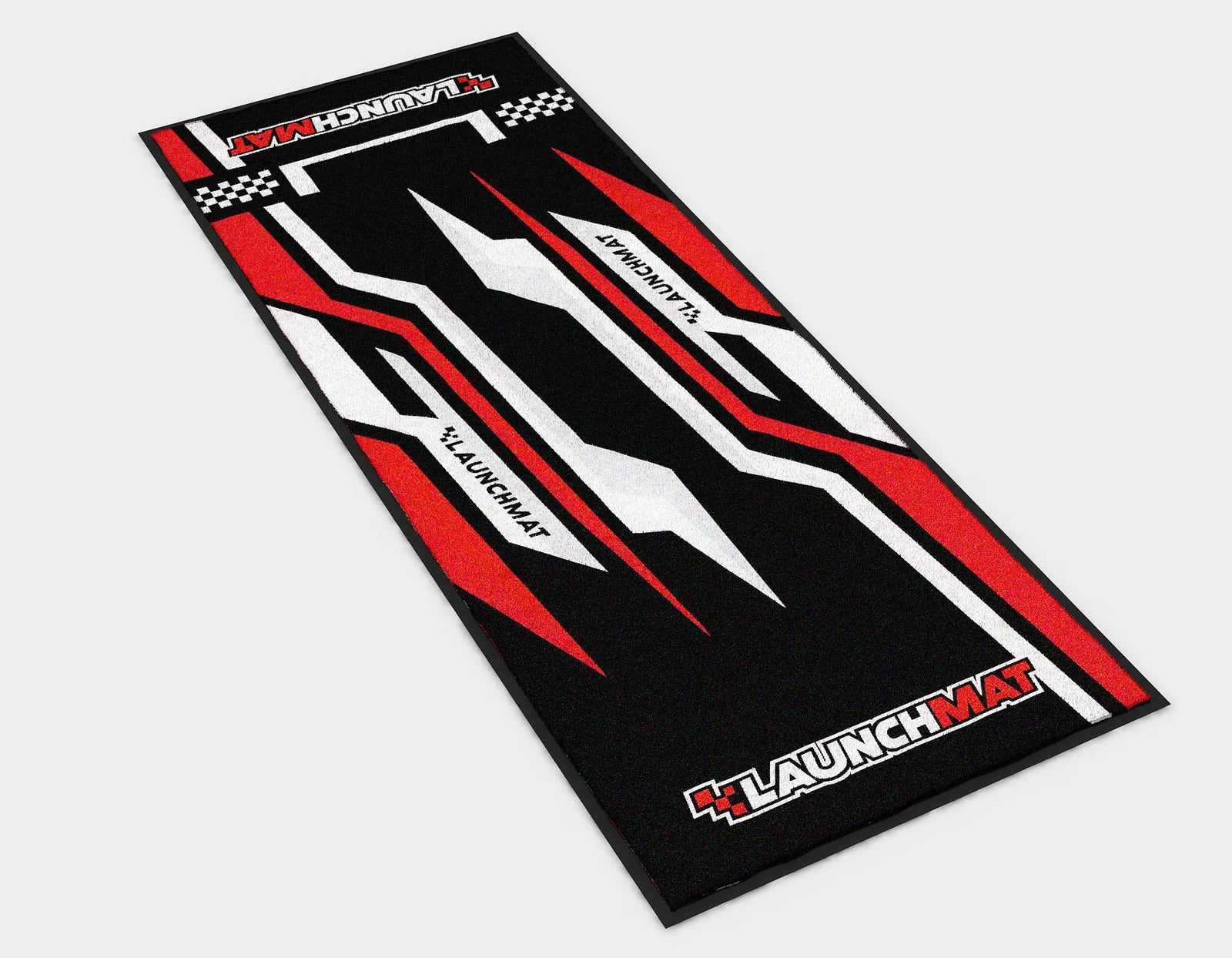 Launchmat Carpeted Motorcycle Mats (Lightning Design) - RED