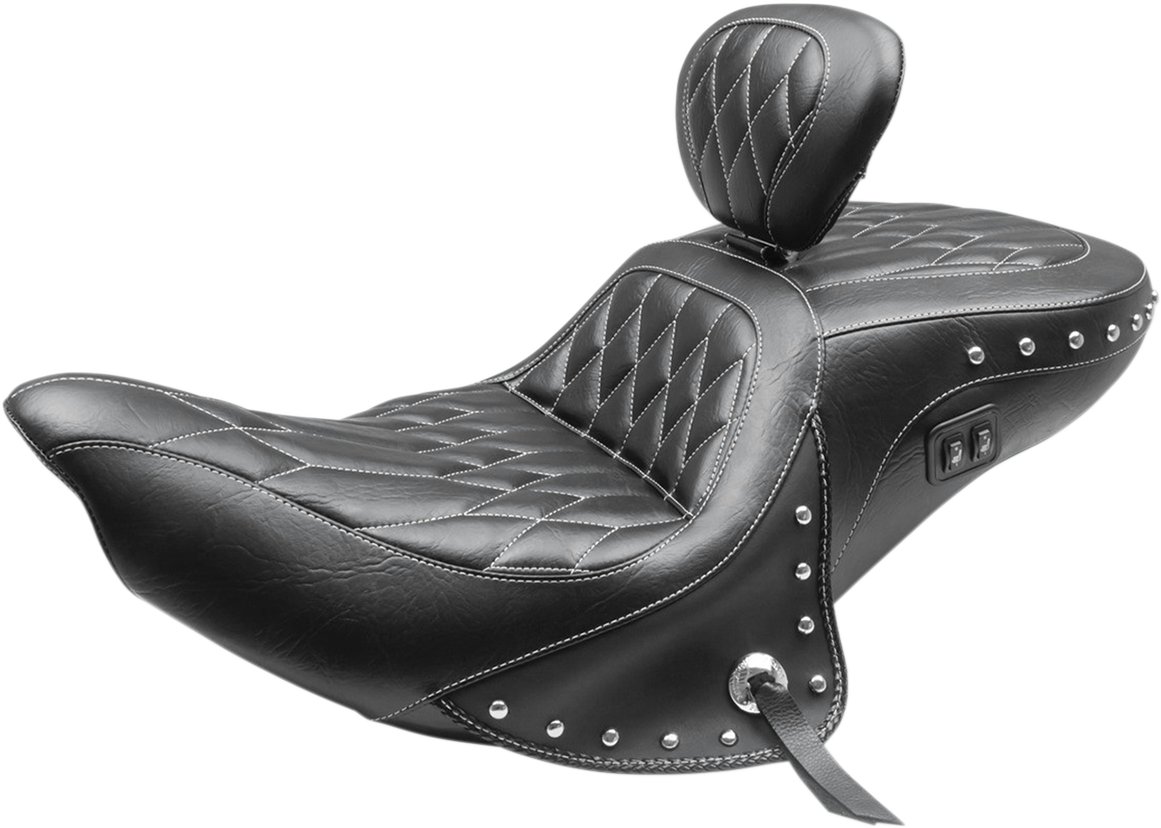 Mustang Heated Seat - With Backrest - Diamond - Chief/Chieftan/Roadmaster/Dark Horse '14-'24