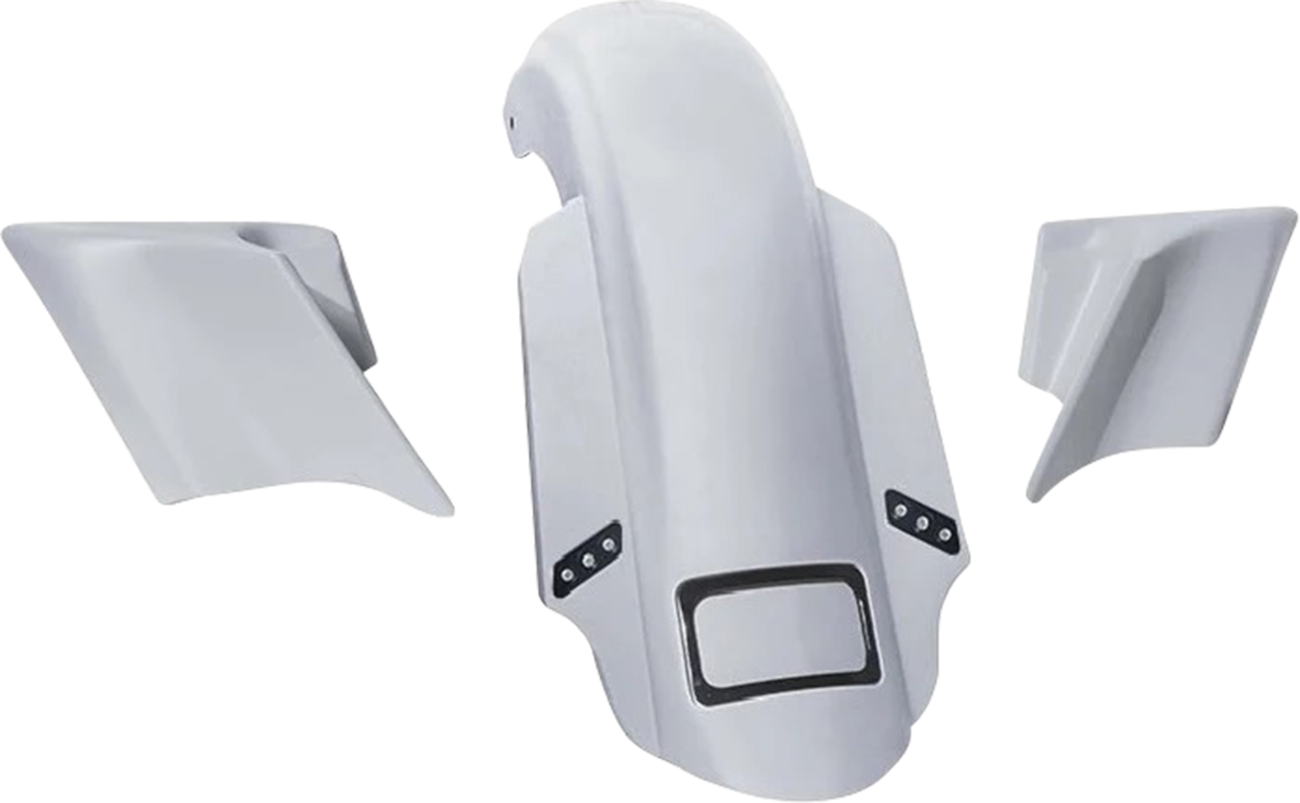 Paul Yaffe Bagger Nation Rear Fender Kit - With Side Covers - Black Plate Frame - Thunder Bolts