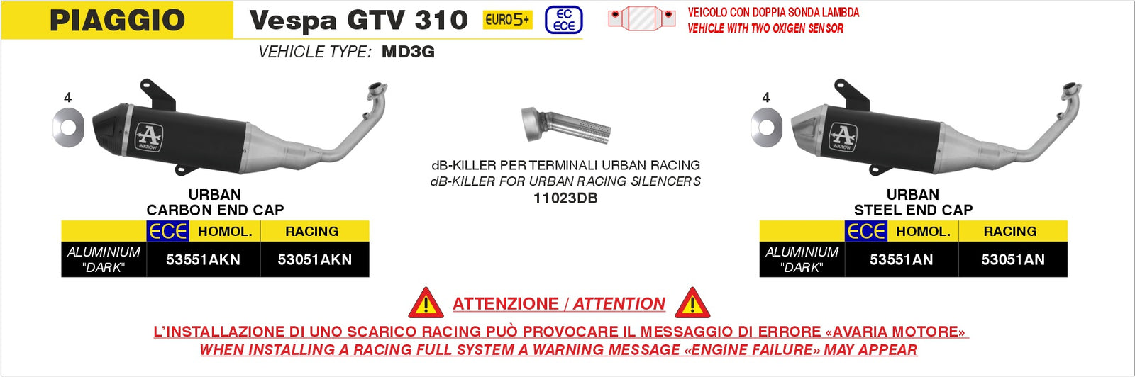 Arrow 11023DB Db-Killer For Urban Slip On - Assembly Diagram