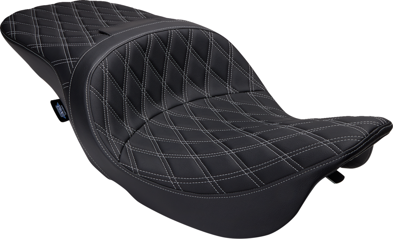 Drag Specialties Seats Freedom Seat - Vinyl - Double Diamond Silver Stitch - FLH '97-'07