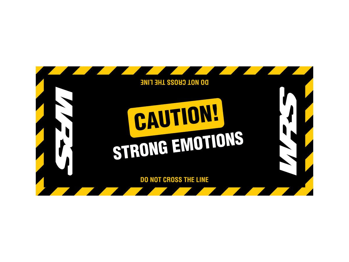 WRS Original Rectangular Motorcycle Carpet With "Caution Strong Emotions" Words
