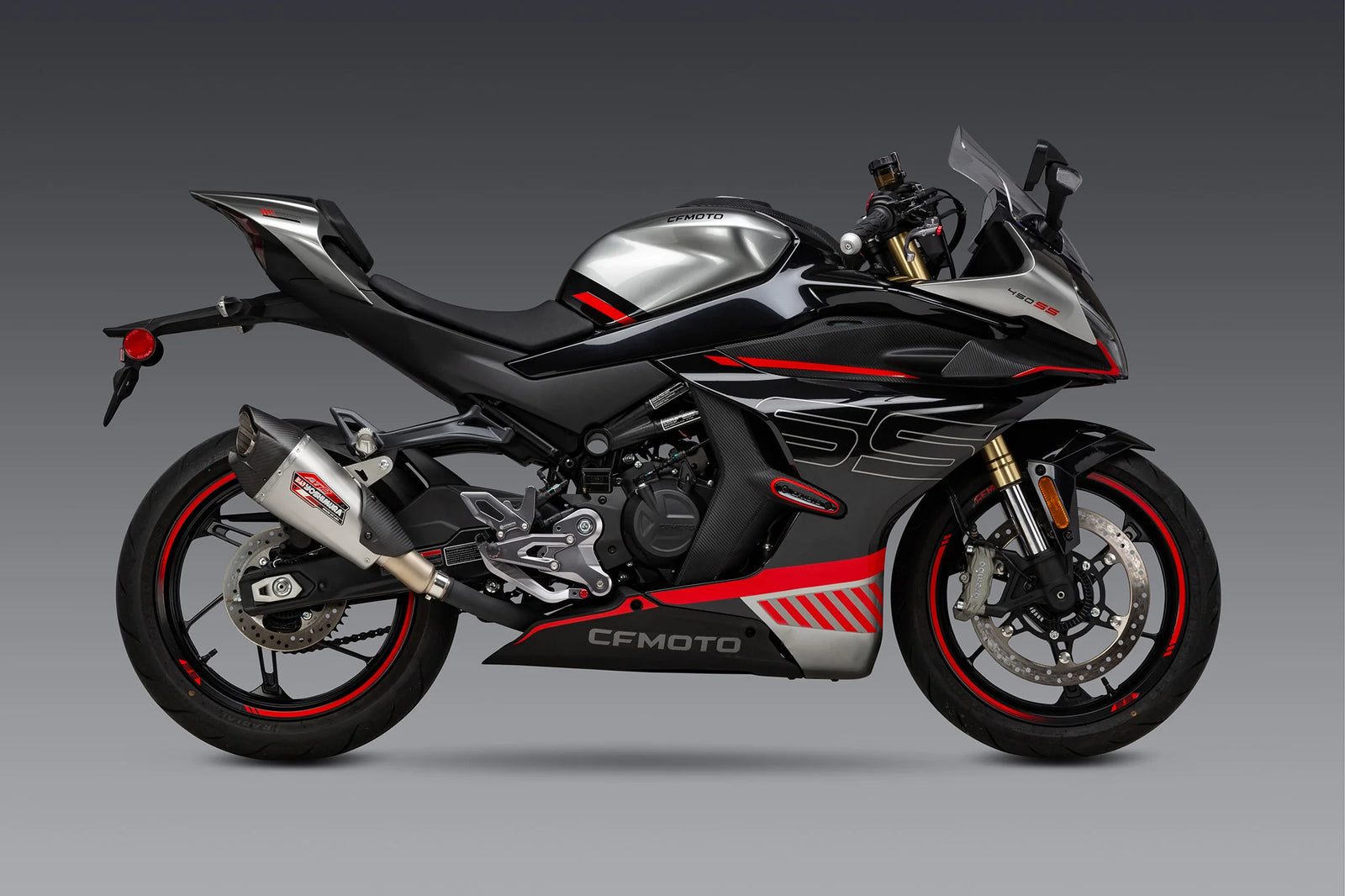 Yoshimura 450SS 23-26 / 450NK 24-26 AT2 Stainless Slip-On Exhaust, W/ Stainless Muffler
