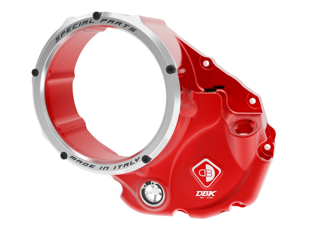 Ducabike DBK CCDV05 3D-EVO Clear Clutch Cover Oil Bath - RED-SILVER