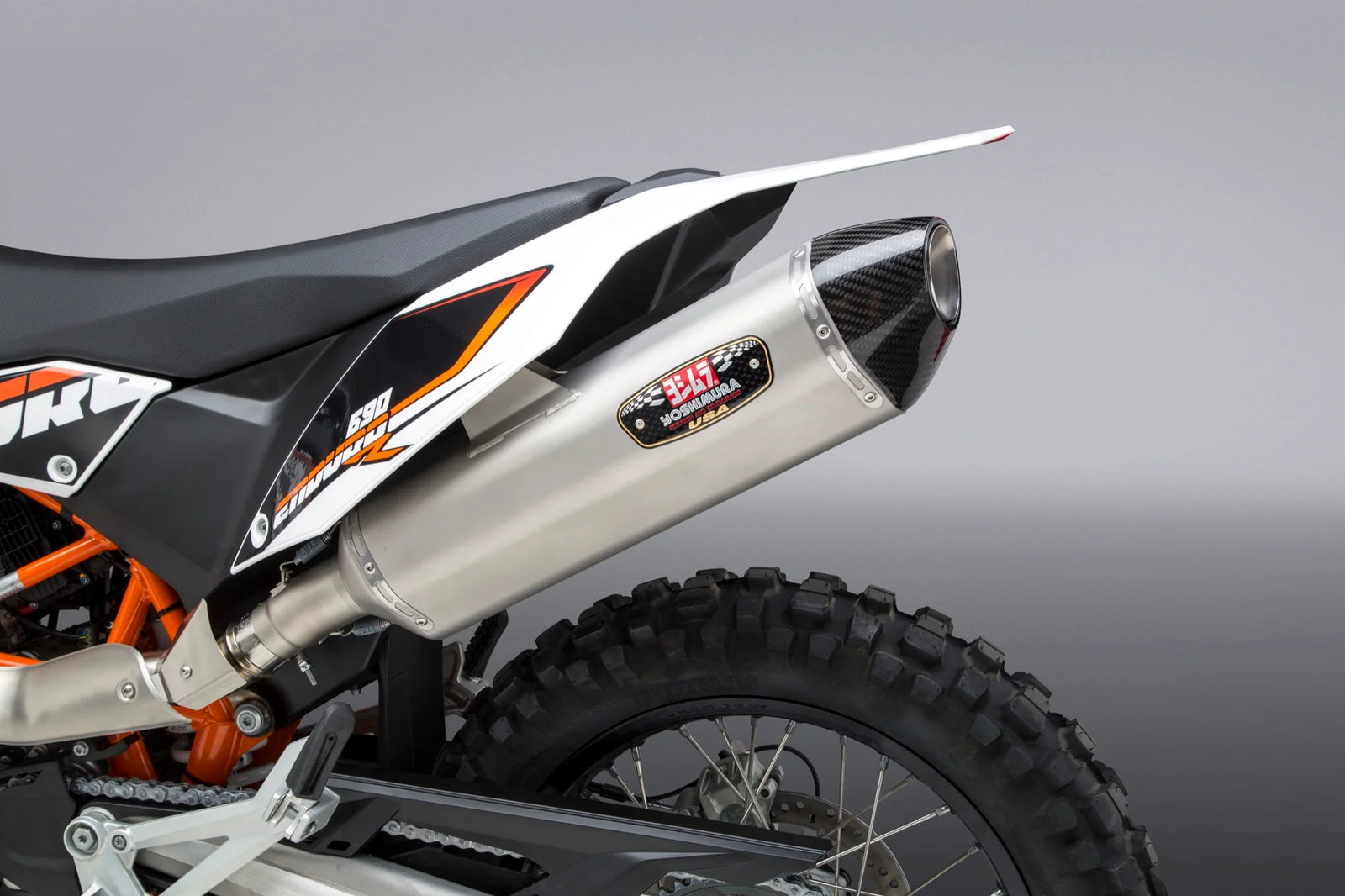Yoshimura HUSQ 701/KTM 690 R Race R-77 Stainless Slip-On Exhaust, W/ Stainless Muffler
