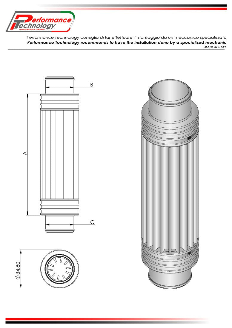 Ducabike DBK RDCS Universal Line Cooler (Single) - 25,5 mm / 25,5 mm / 68 mm