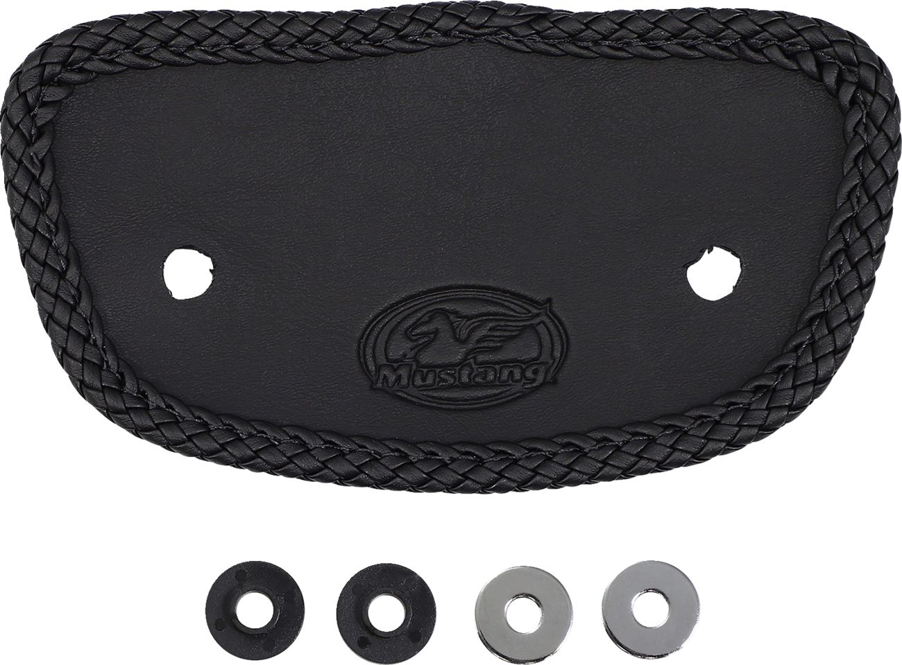 Mustang Wide Solo Seat - With Backrest - Black - Studded W/ Concho - FLH/FLT '08-'25