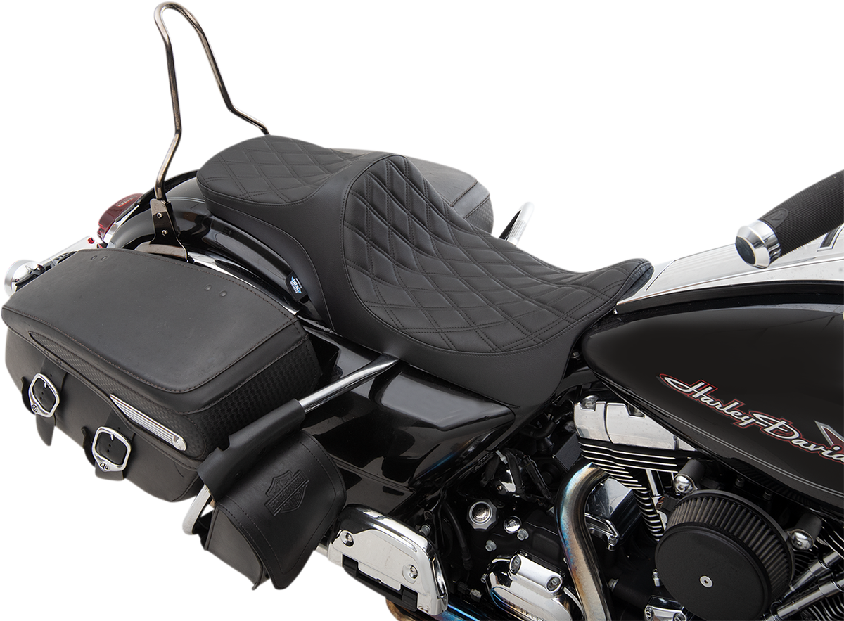 Drag Specialties Seats Predator III 2-Up Seat - Double Diamond - Black Thread - FL '08-'23