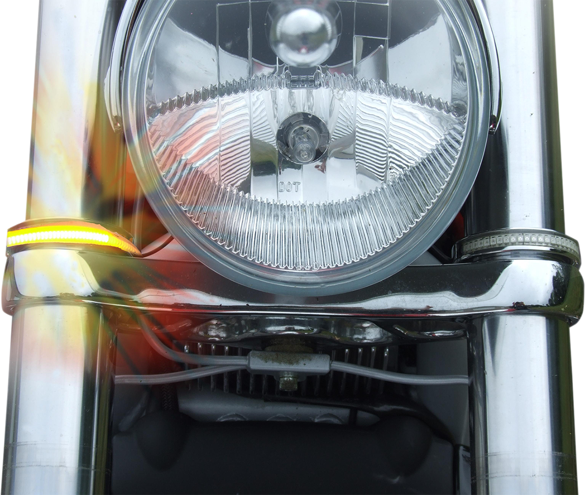 Custom Dynamics Wrap-Arounds™ LED Lights - 56 MM - Chrome - Clear/Amber