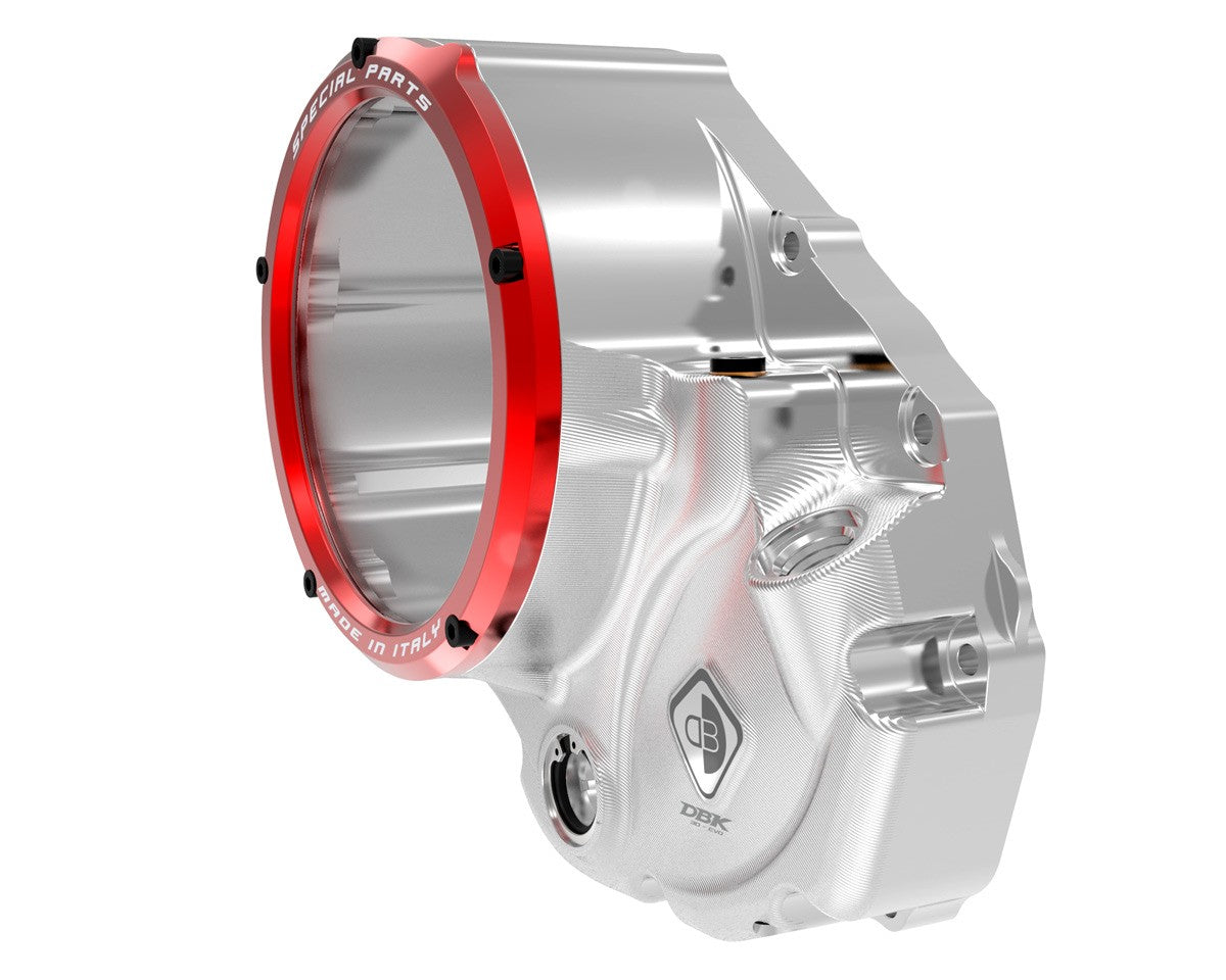 Ducabike DBK CCDV05 3D-EVO Clear Clutch Cover Oil Bath - SILVER-RED