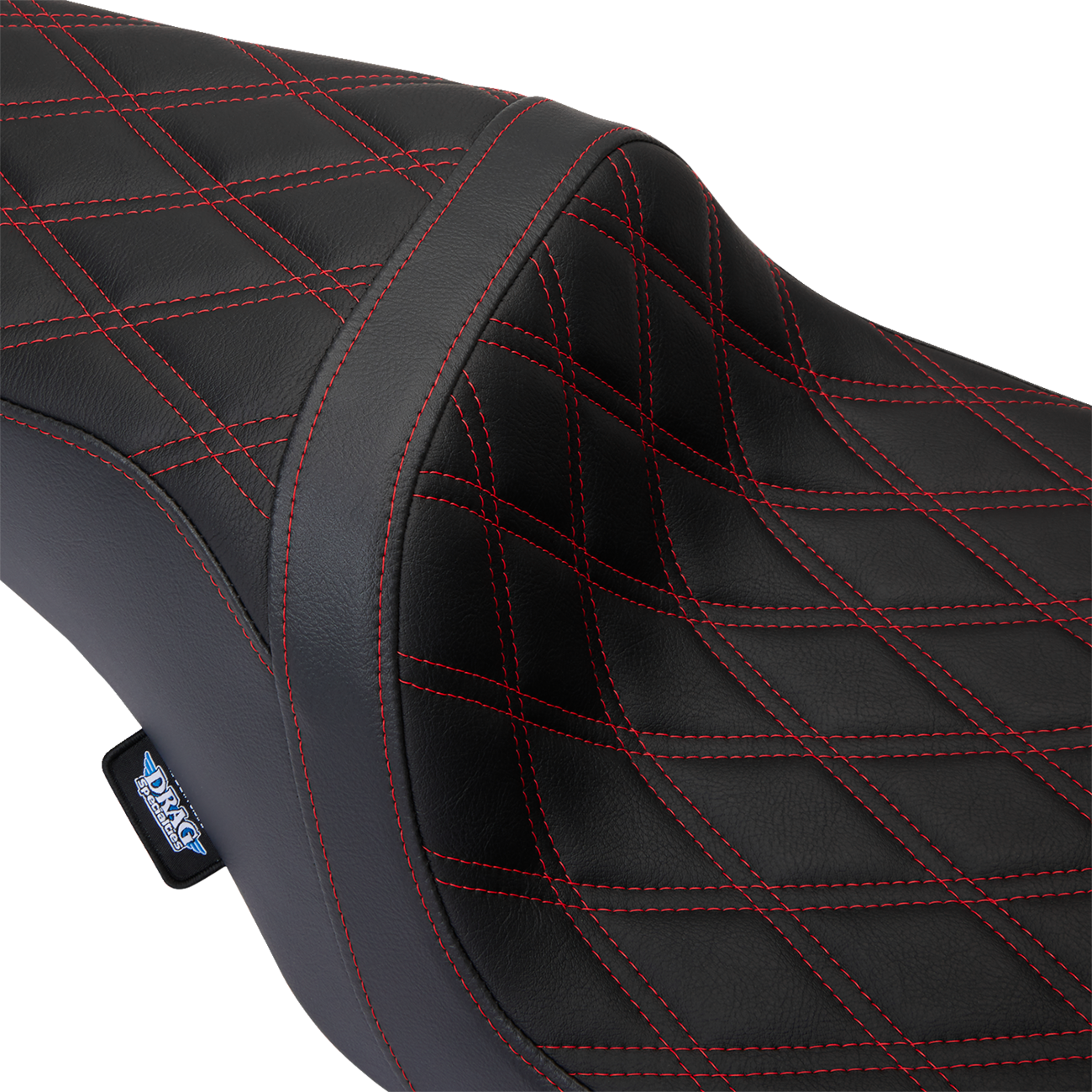 Drag Specialties Seats Predator 1Up Seat - Vinyl - Double Diamond Red Stitch - FLH '08-'23
