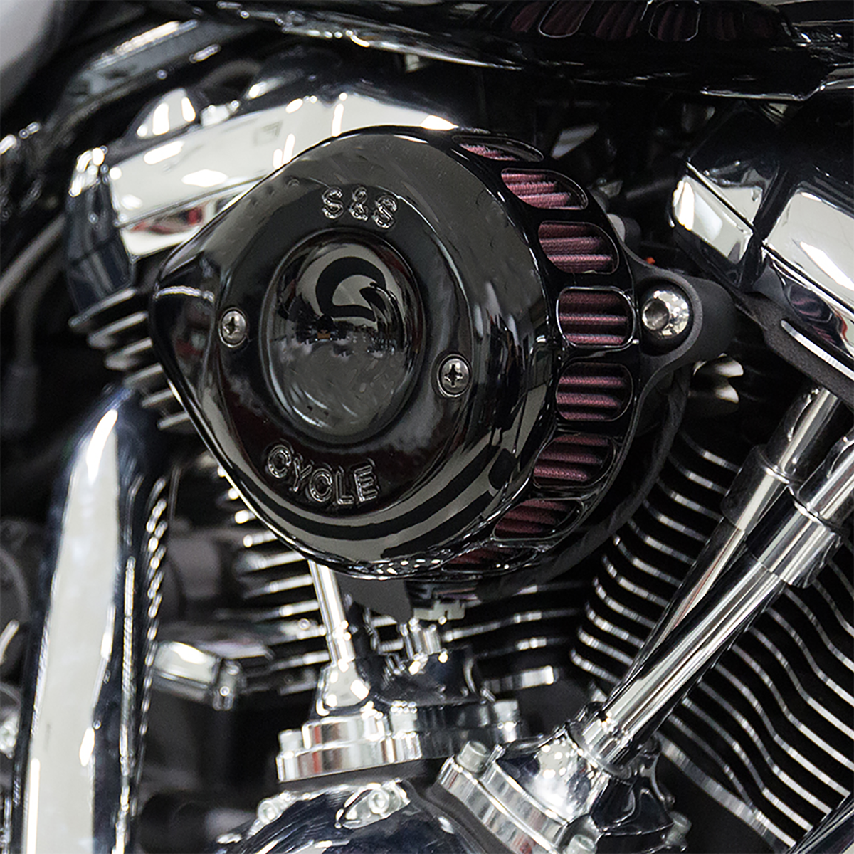 S&S Cycle Mini Teardrop Stealth Air Cleaner Kit - Gloss Black