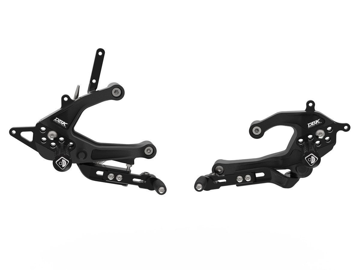 Ducabike DBK PRV201 Panigale V2 MY25 Adjustable Rearsets - BLACK ECO FIXED FOOT PEGS