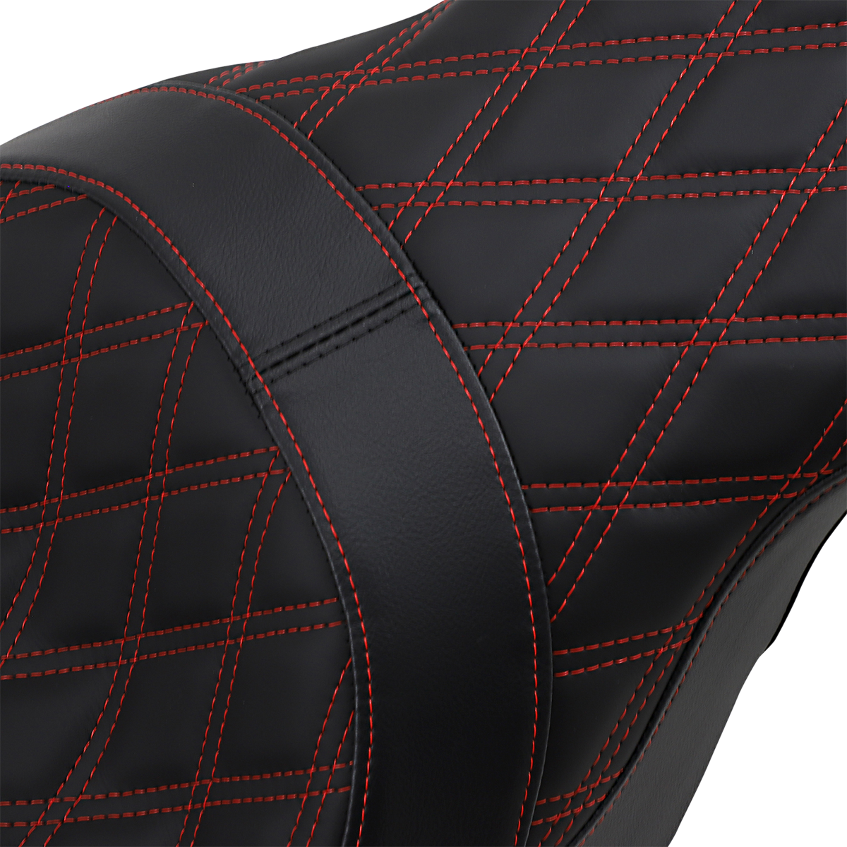 Drag Specialties Seats Forward Positioned Predator 2-Up Seat - Double Diamond - Red Stitched - FL '08-'23