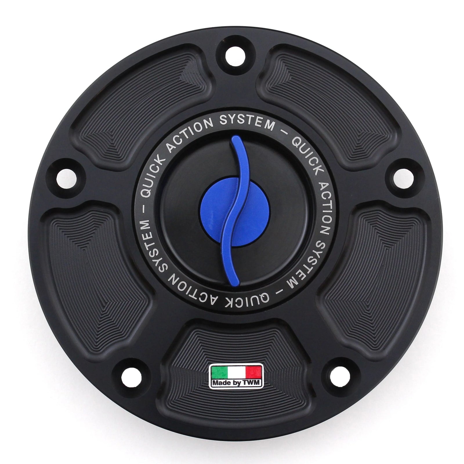 TWM CNC Aluminum Gas Cap / Fuel Cap with Blue Center Cap for Kawasaki Motorcycles