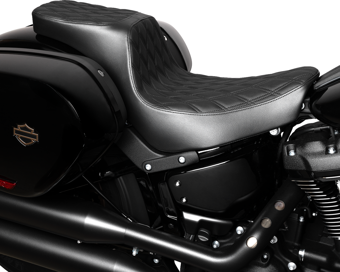 Drag Specialties Seats Predator 2-Up Seat - Vinyl - Double Diamond - Black Stitching - FLSB/FXLRS '18-'24
