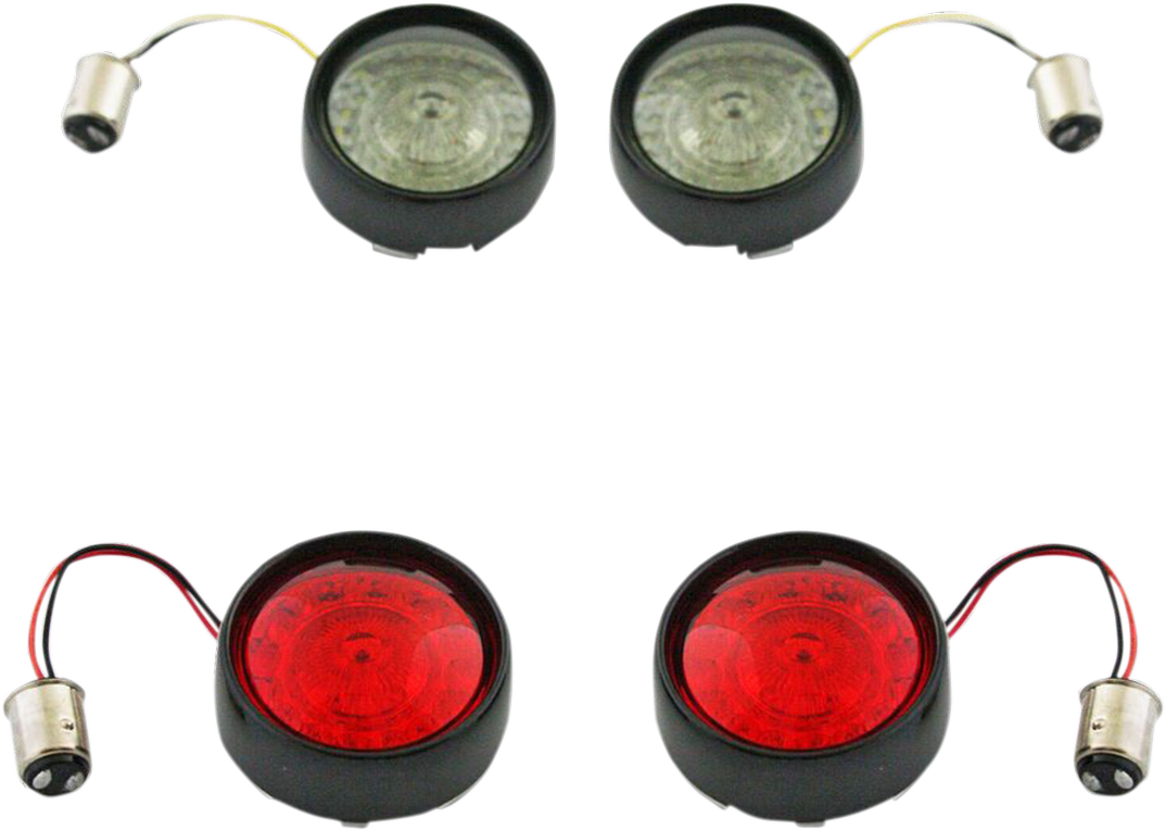 Custom Dynamics Complete Front & Rear Turn Signal Conversion Kit With Bullet Bezel Lenses