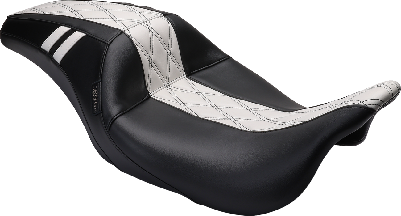 Le Pera Outcast GT Seat - Full-Length - W/O Backrest - Black Double Diamond W/White Inlay - FL '08-'23