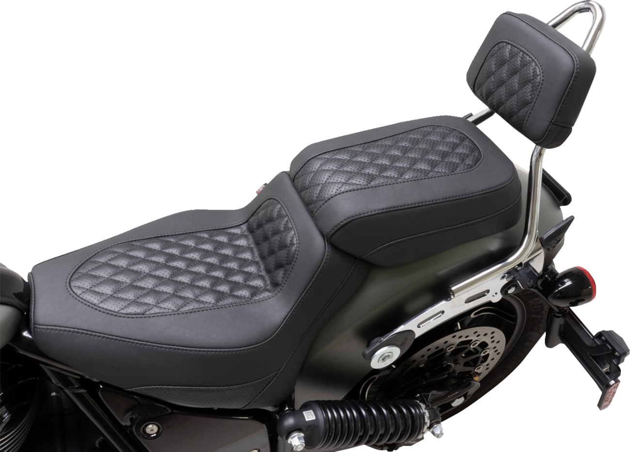 Mustang Squareback Sissy Bar Pad - Black - Diamond Stitch - Chief '22-'23