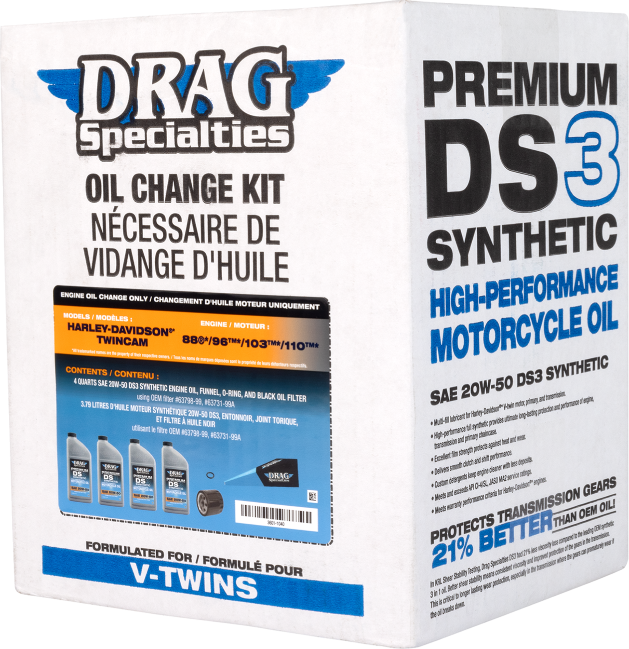 Drag Specialties Oil Full Synthetic Oil Change Kit - 20W50 - Twin Cam - Black Filter