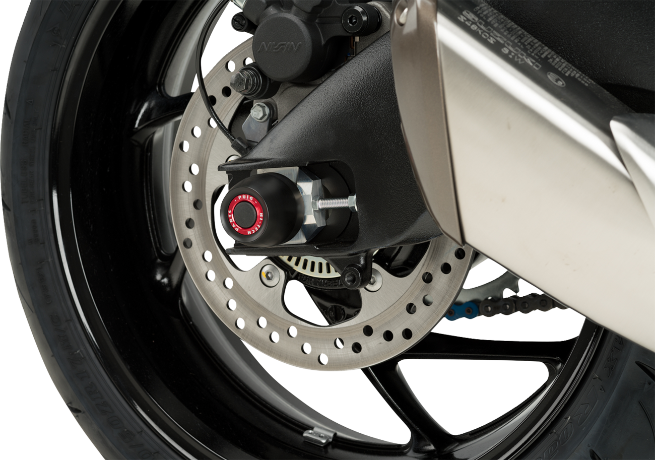 PUIG HI-Tech Parts Axle Sliders - Rear - Black - Pair - Suzuki