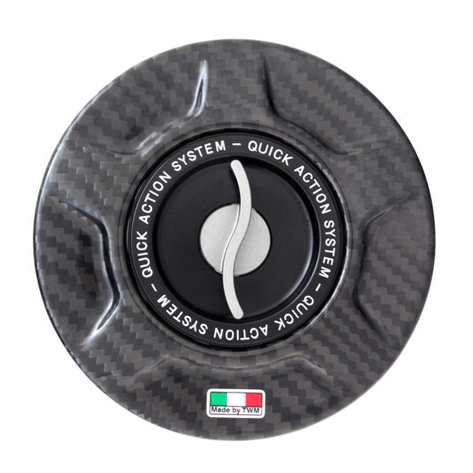 TWM Autoclave Carbon Gas Cap / Fuel Cap with Silver Center Cap for Aprilia Motorcycles