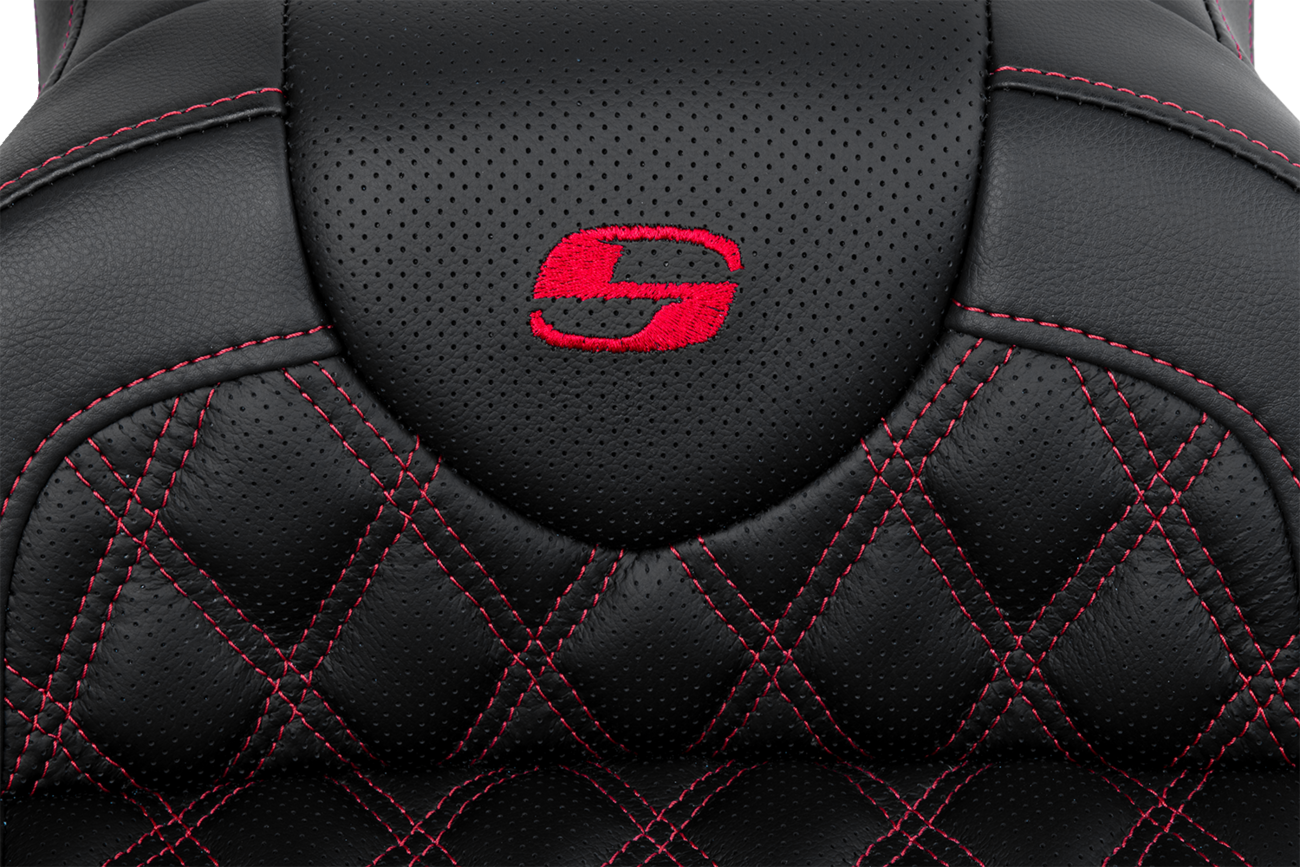 Saddlemen Roadsofa™ Seat - With Backrest - Red Stitch - FL '08-'23
