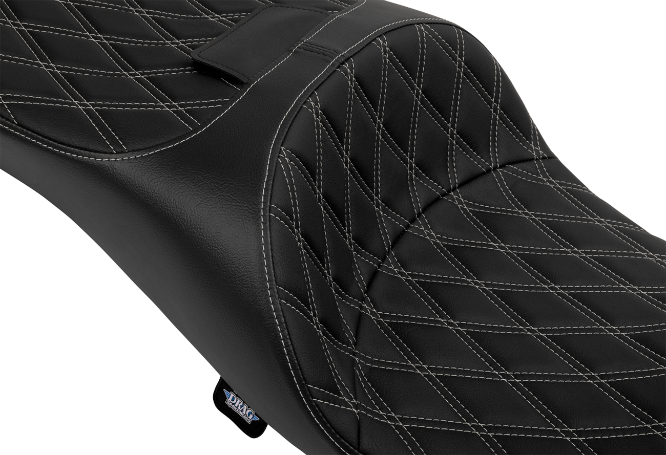 Drag Specialties Seats Extended Reach Freedom Seat - Vinyl - Double Diamond - Silver Stitch - FLT/FLH '09-'25