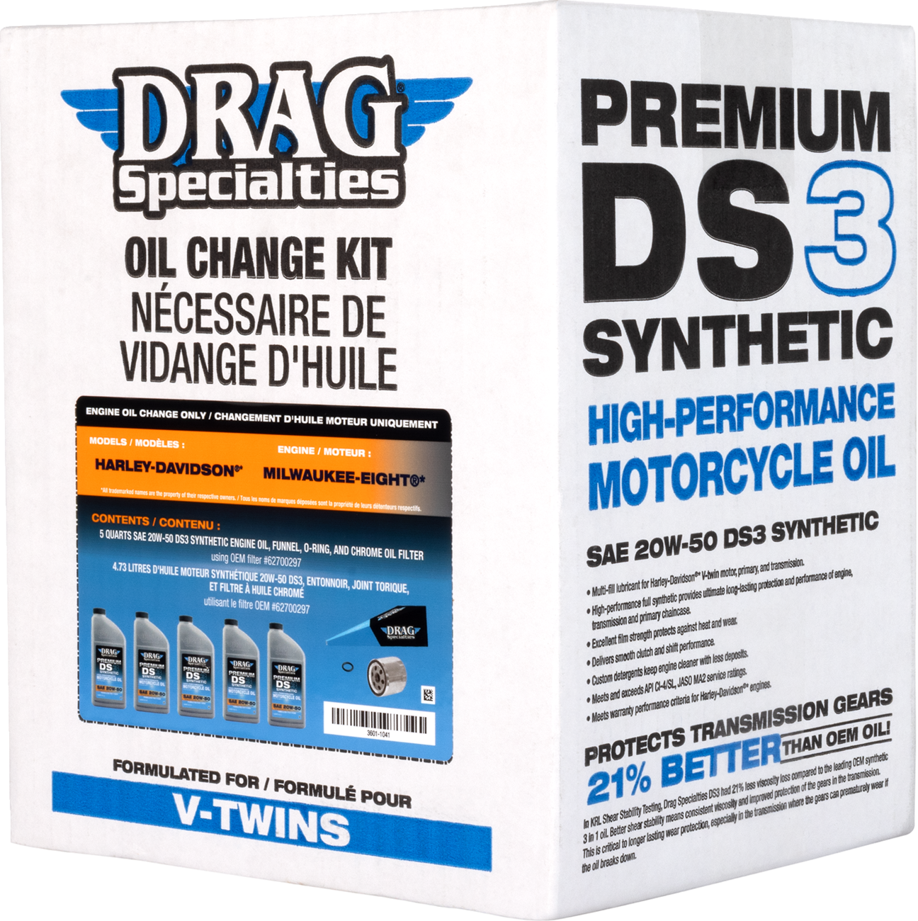 Drag Specialties Oil Full Synthetic Oil Change Kit - 20W50 - M8 - Chrome Filter