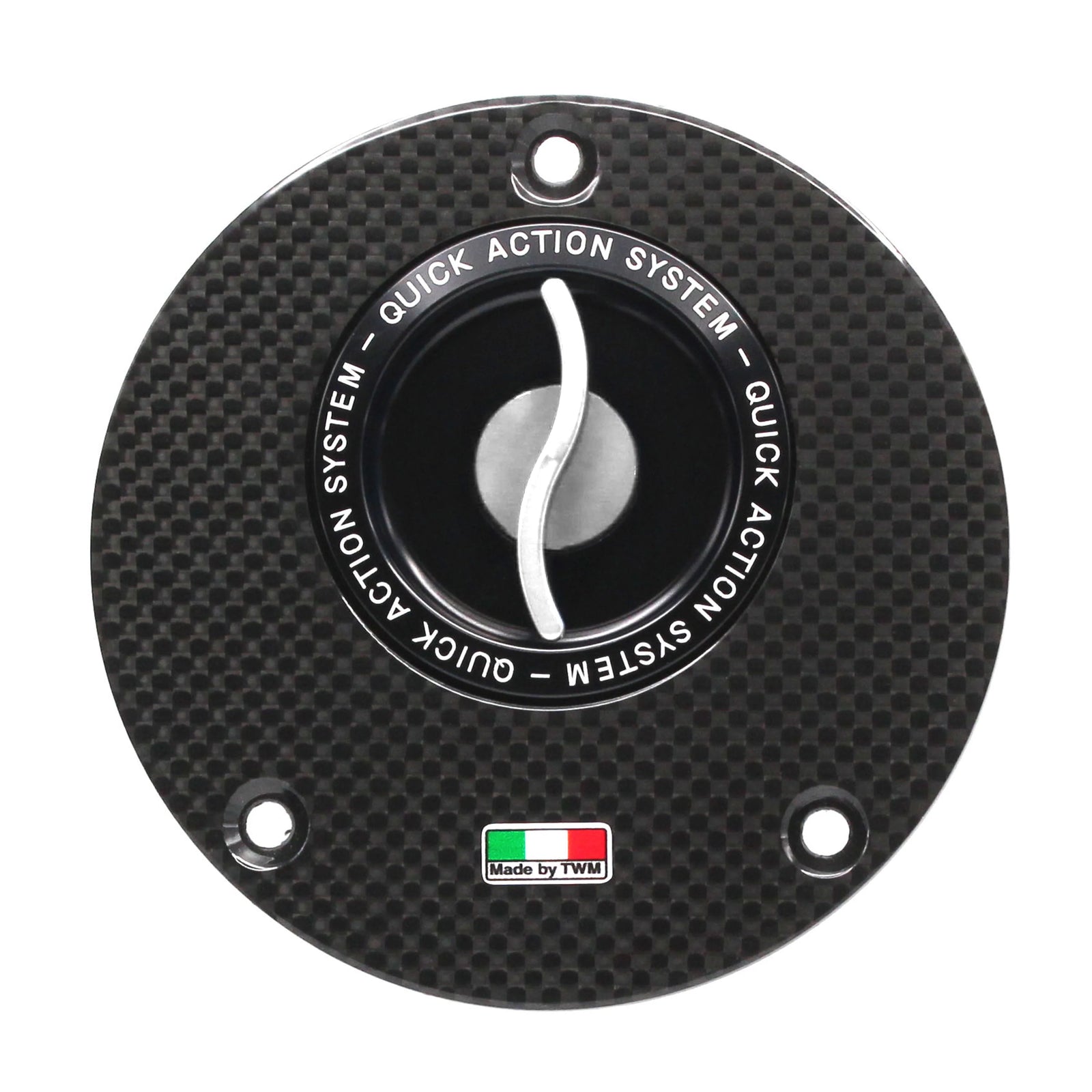 TWM Flat Carbon Gas Cap / Fuel Cap with Silver Center Cap for Yamaha Motorcycles