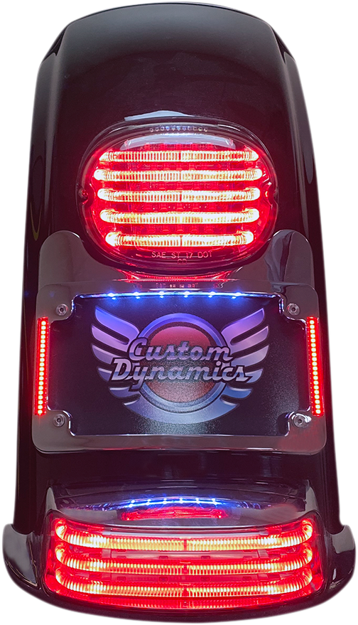 Custom Dynamics Turn Signal Eliminator With Tri Radius Illuminated Plate Frame