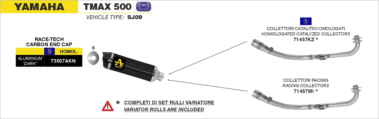 Arrow 73507AKN Race-Tech Aluminium Dark Slip On With Carbon End Cap