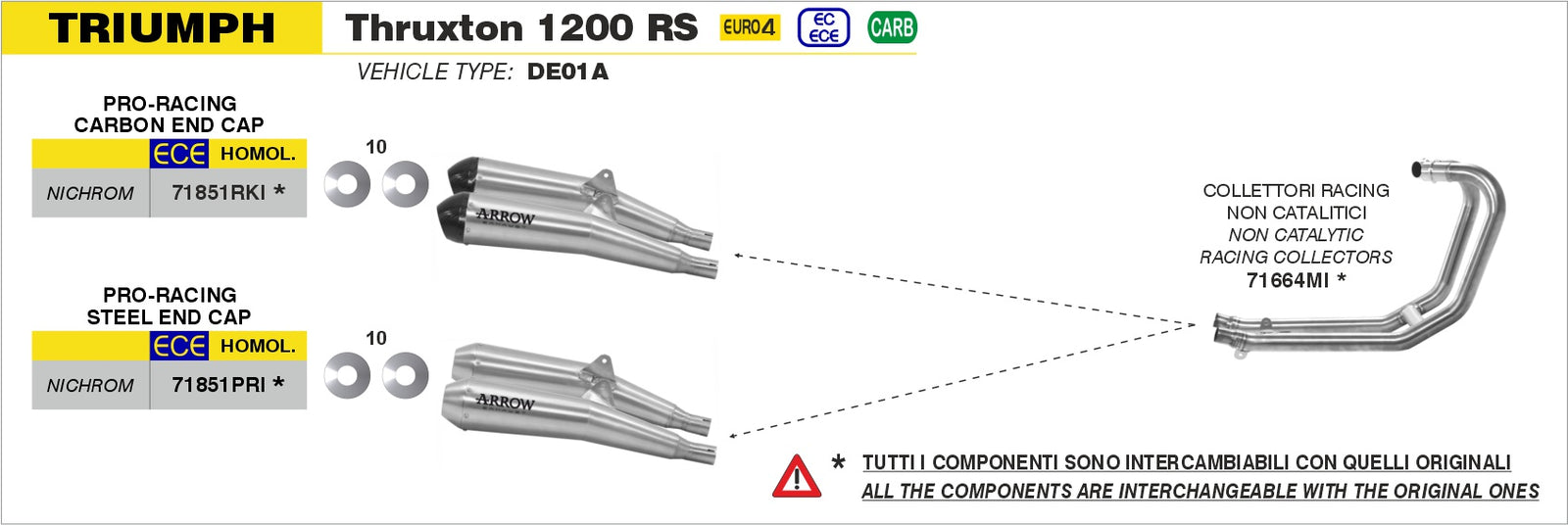 Arrow 71851PRI Nichrom Pro-Racing Slip Ons (Right & Left) - Assembly Diagram
