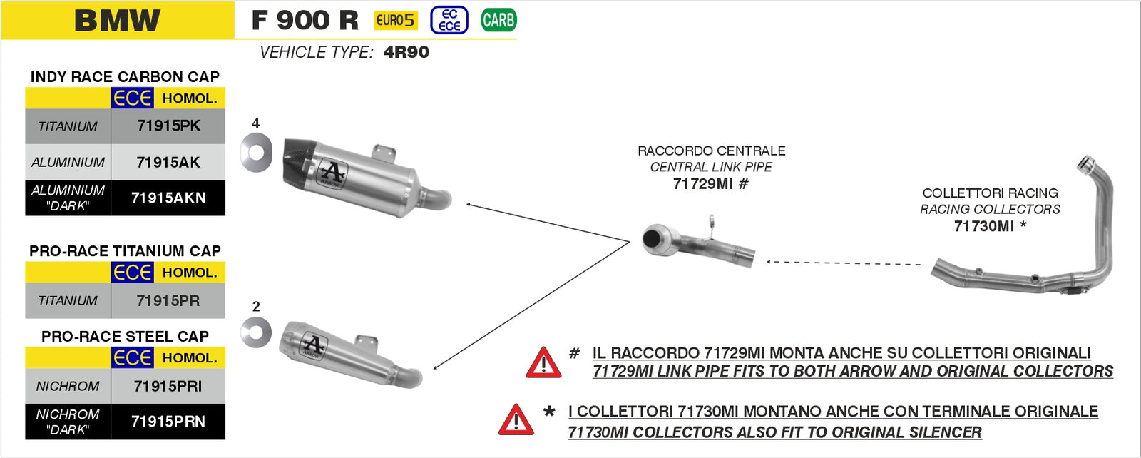 Arrow 71915PRI Nichrom Pro-Race Slip On - Assembly Diagram