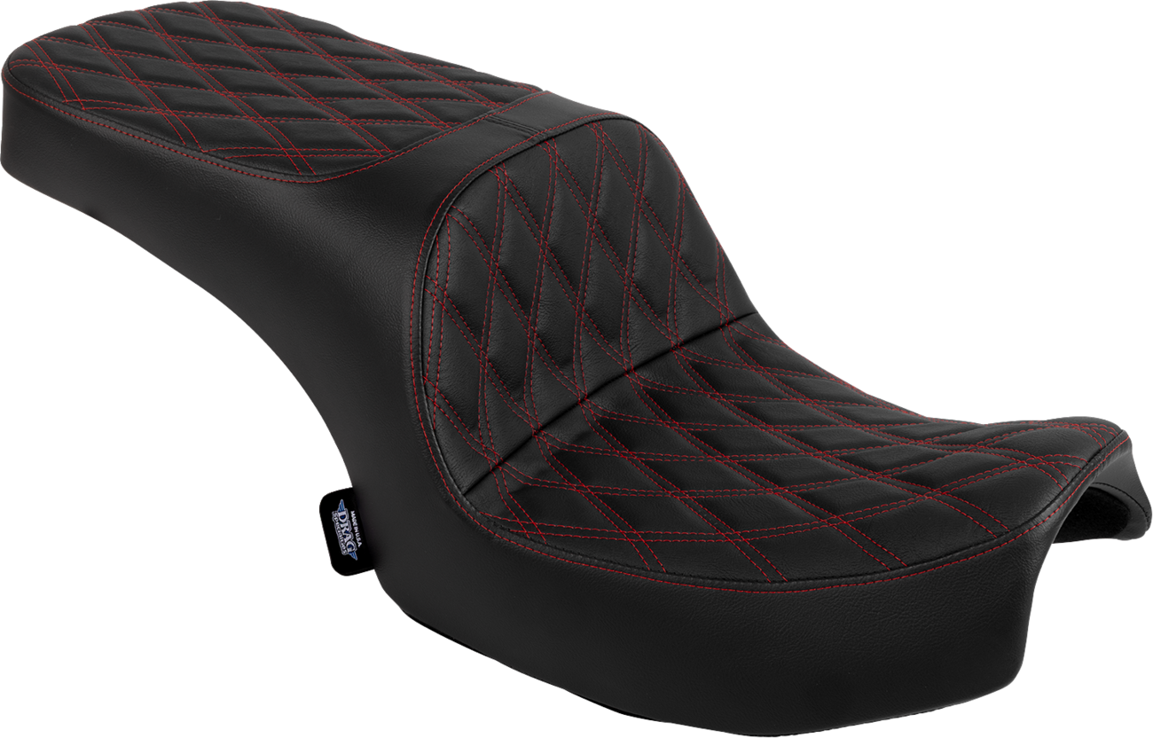 Drag Specialties Seats Freedom Seat - Vinyl - Double Diamond Red Stitch - Challenger '20-'25/Chieftain '25