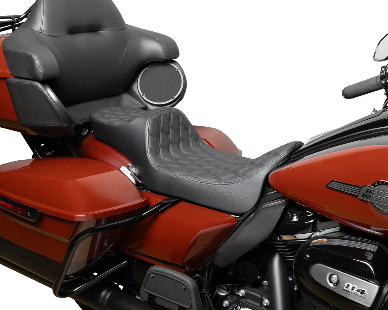 Drag Specialties Seats Predator III Seat - Extended Reach - Double Diamond - Black - FLH/FLT '08-'24