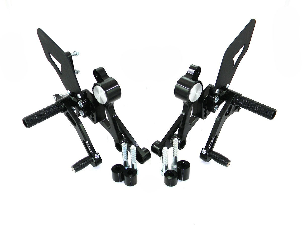 Ducabike DBK PRNM01 Pilot Adjustable Rearset - BLACK ECO FIXED FOOT PEGS