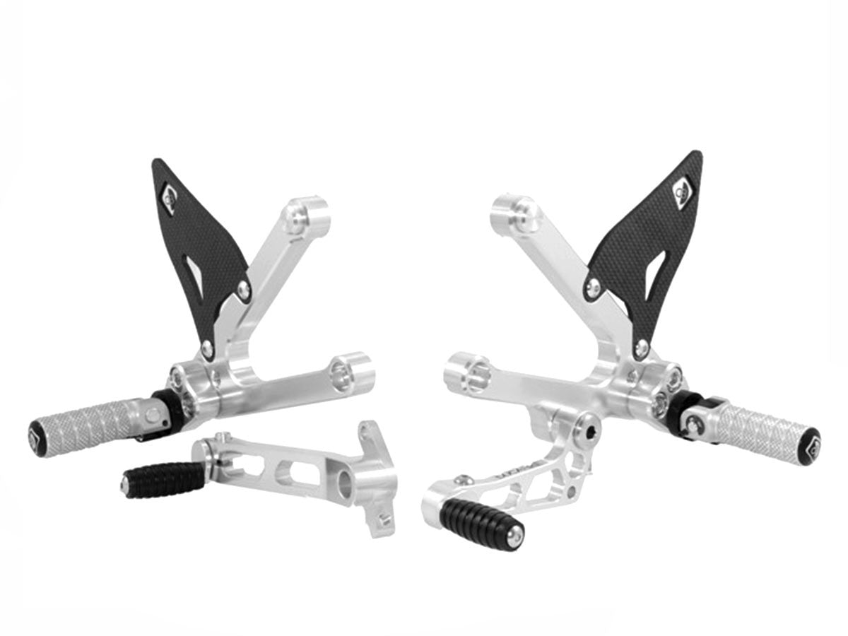 Ducabike DBK PRSC01 Pilot Adjustable Rearset - SILVER-ECO FIXED FOOT PEGS
