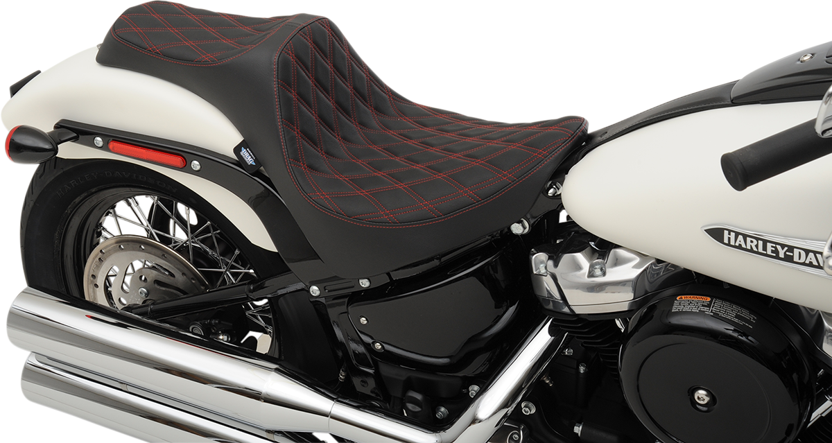 Drag Specialties Seats Predator III Seat - Double Diamond - Red Stitching - FL/FX '18-'23