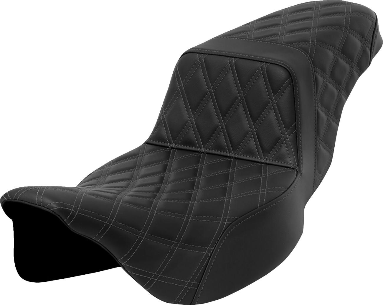 Saddlemen Step-Up Seat - Lattice Stitch - Dark Gray Stitch - Extended Reach - FLH/FLT '08-'23