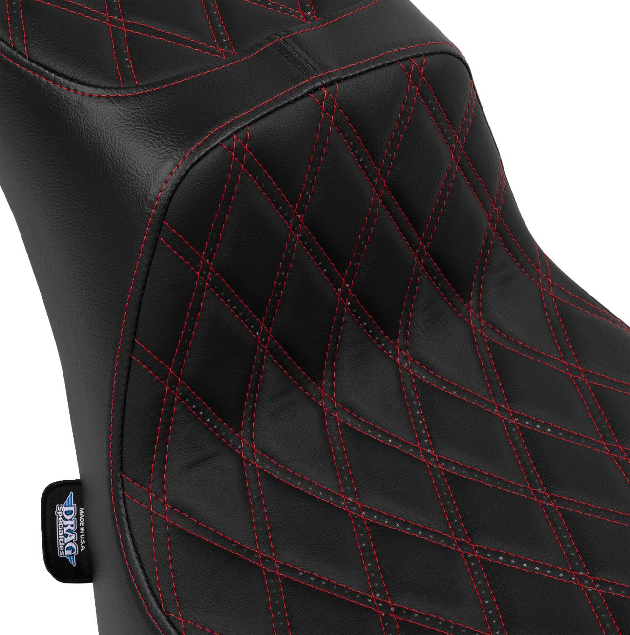 Drag Specialties Seats Performance Predator 2-Up Seat - Vinyl - Double Diamond - Red Thread - FL '00-'17