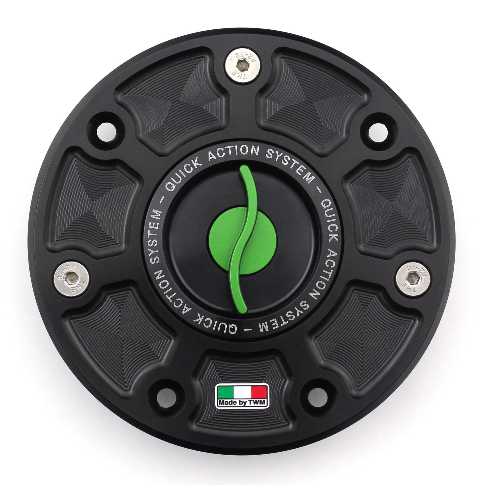 TWM CNC Aluminum Gas Cap / Fuel Cap with Green Center Cap for KTM Motorcycles