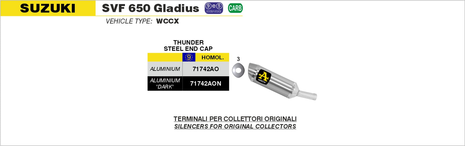 Arrow 71742AO Street Thunder Aluminium Slip On For Stock Headers
