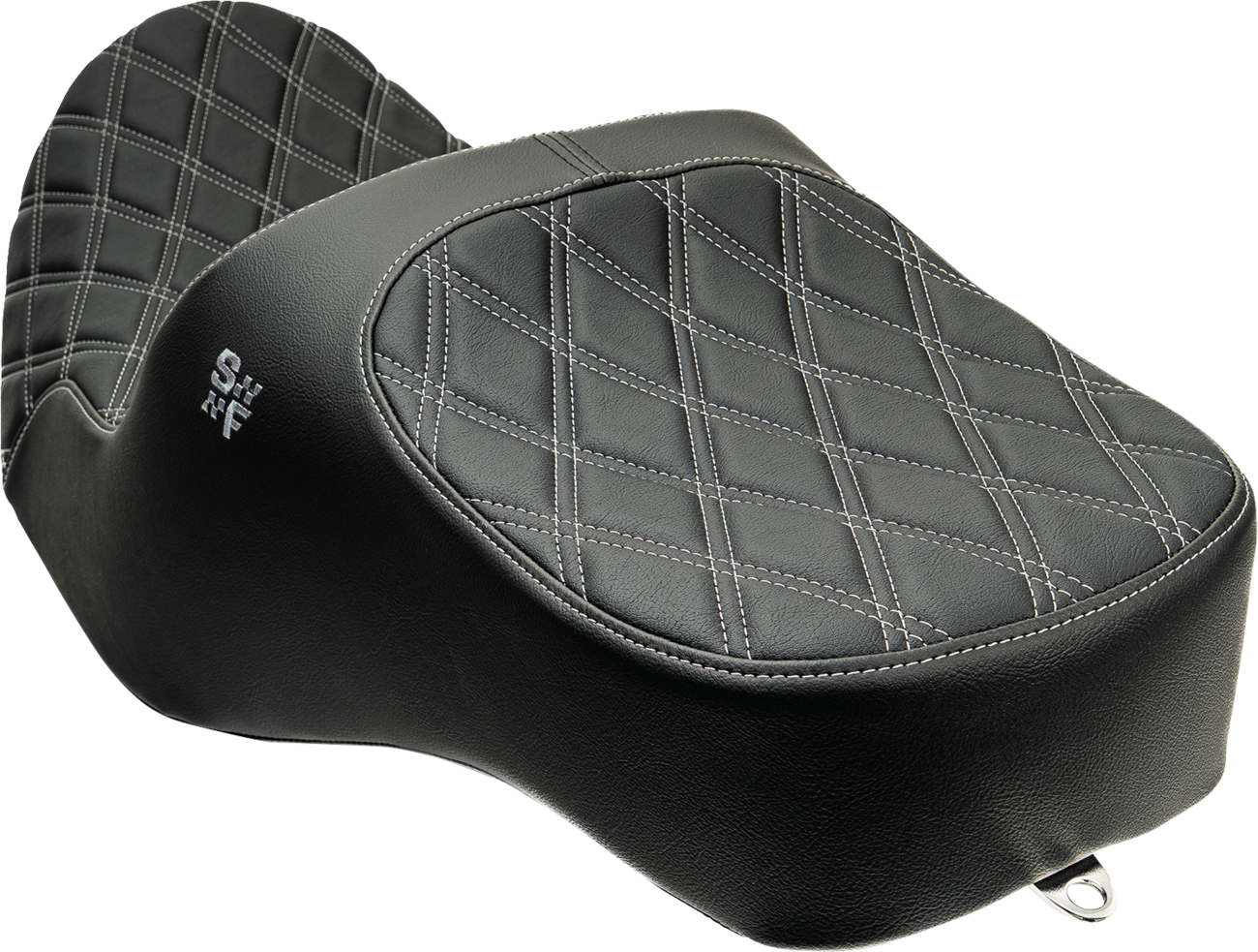 Slyfox Chariot Seat - Silver Double Diamond Stitch - Silver Logo - FLH/FLT '23.5-'26