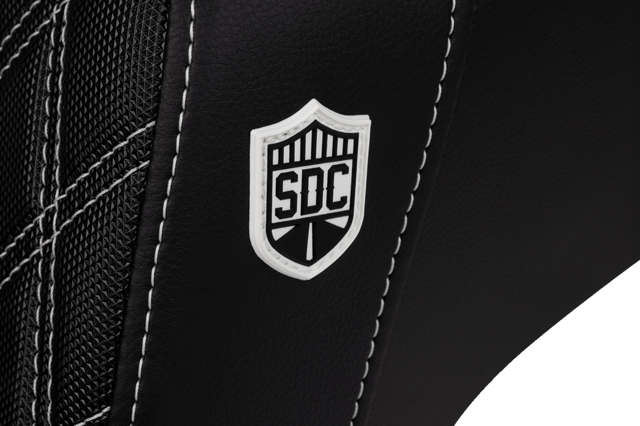 Saddlemen Pro Series SDC Performance Seat - Carbon Fiber/Lumbar Gripper - White Stitch - Dyna '06-'17