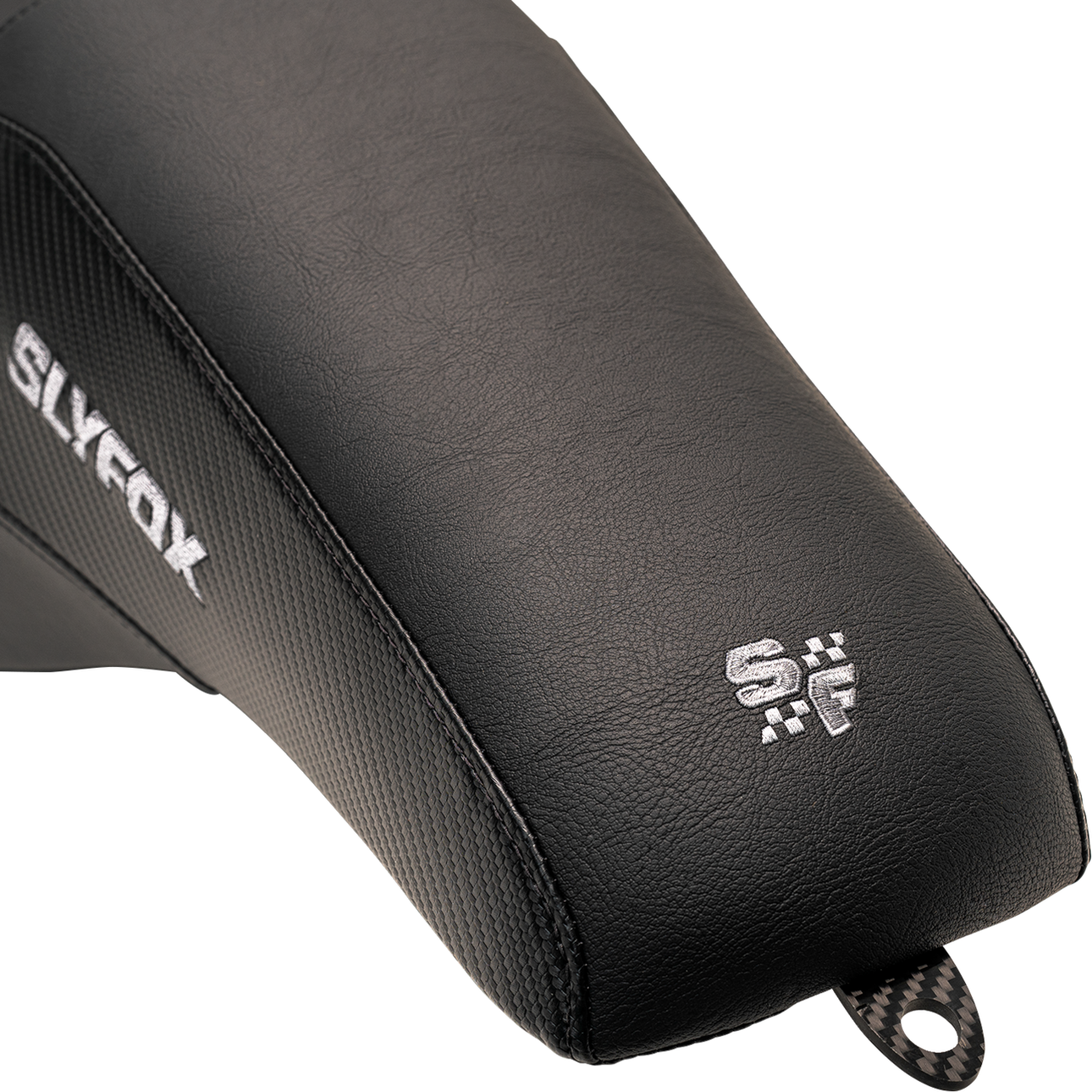 Slyfox Drifter Seat - Gray Logo - Smooth Vinyl - Carbon Fiber - FL '97-'07
