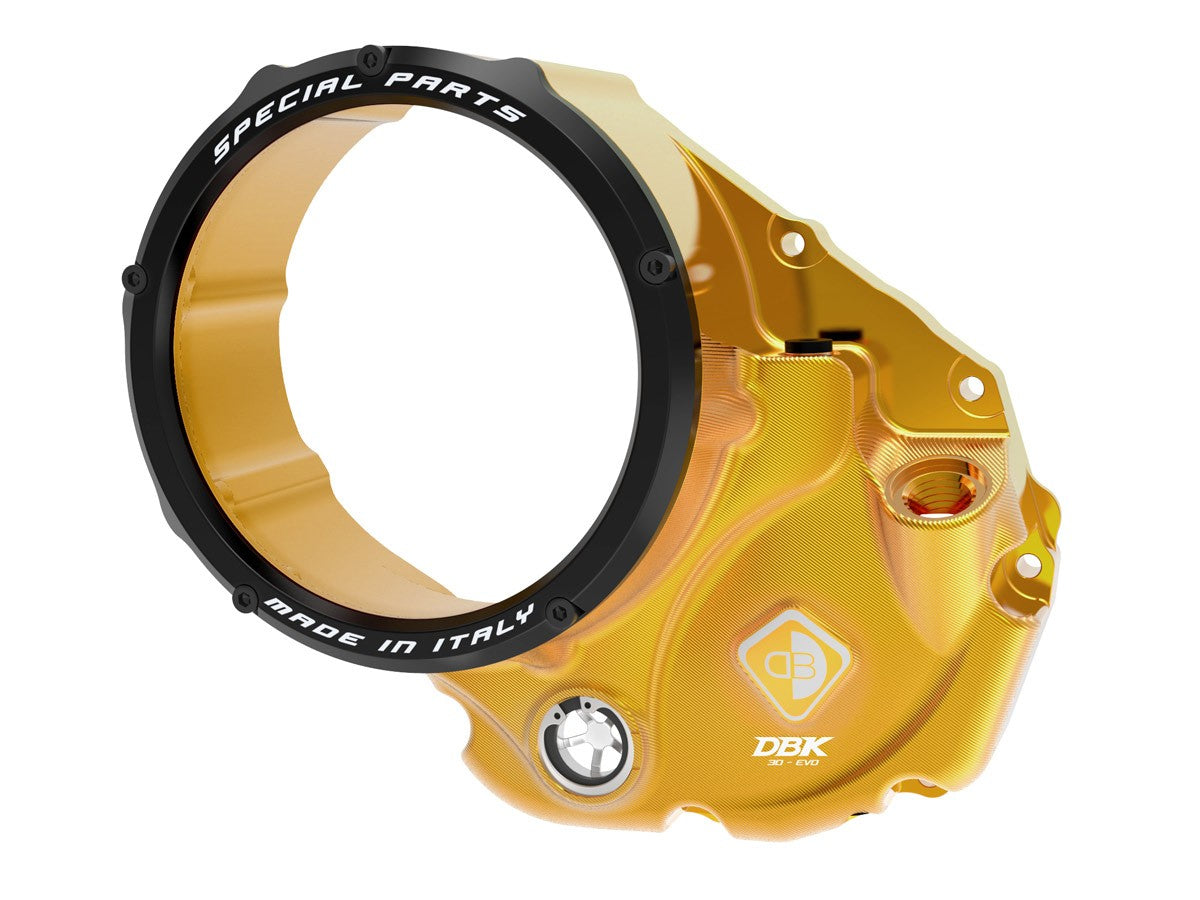 Ducabike DBK CCDV05 3D-EVO Clear Clutch Cover Oil Bath - GOLD-BLACK