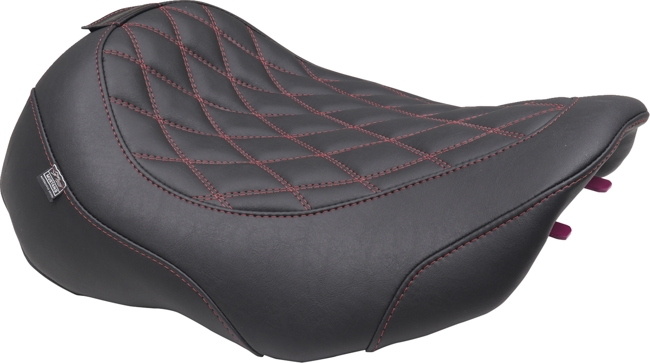 Mustang Wide Tripper™ Seat - Solo - Dark Cherry Stitching - FLT/FLH '23-'25