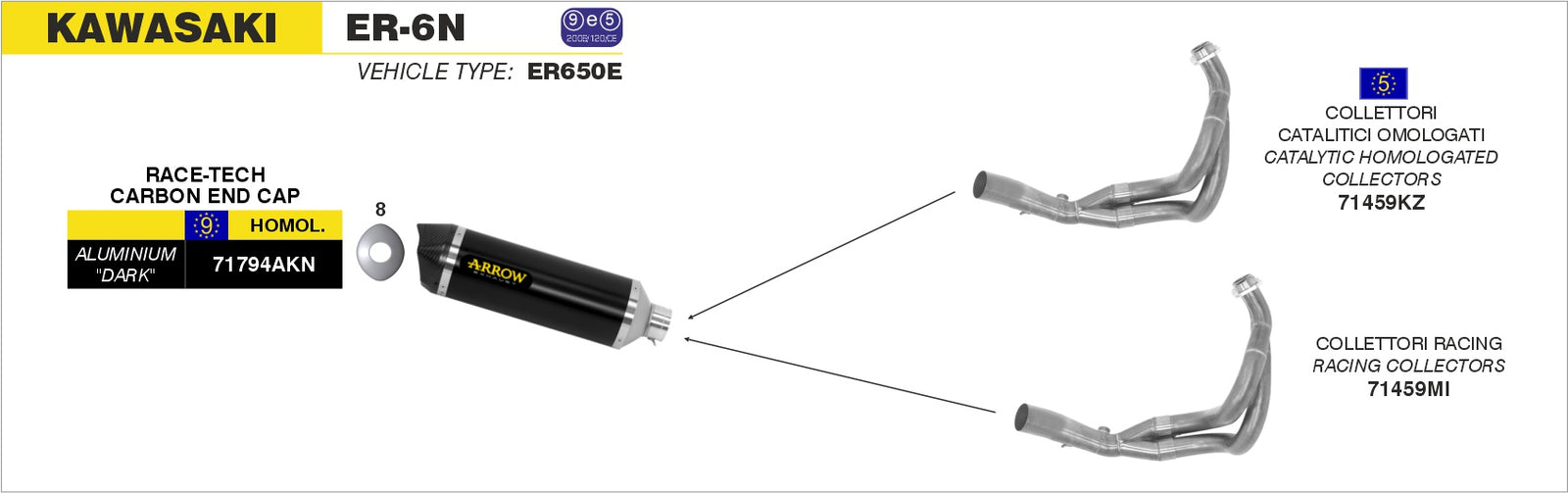 Arrow 71459MI Racing Headers - Assembly Diagram